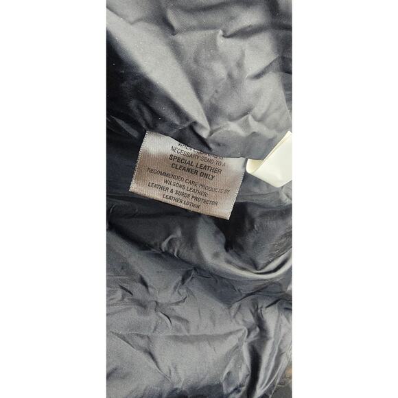 Wilsons Leather Men's XL Black & Orange Striped Motorcycle Jacket | Retro Biker - Picture 5 of 5